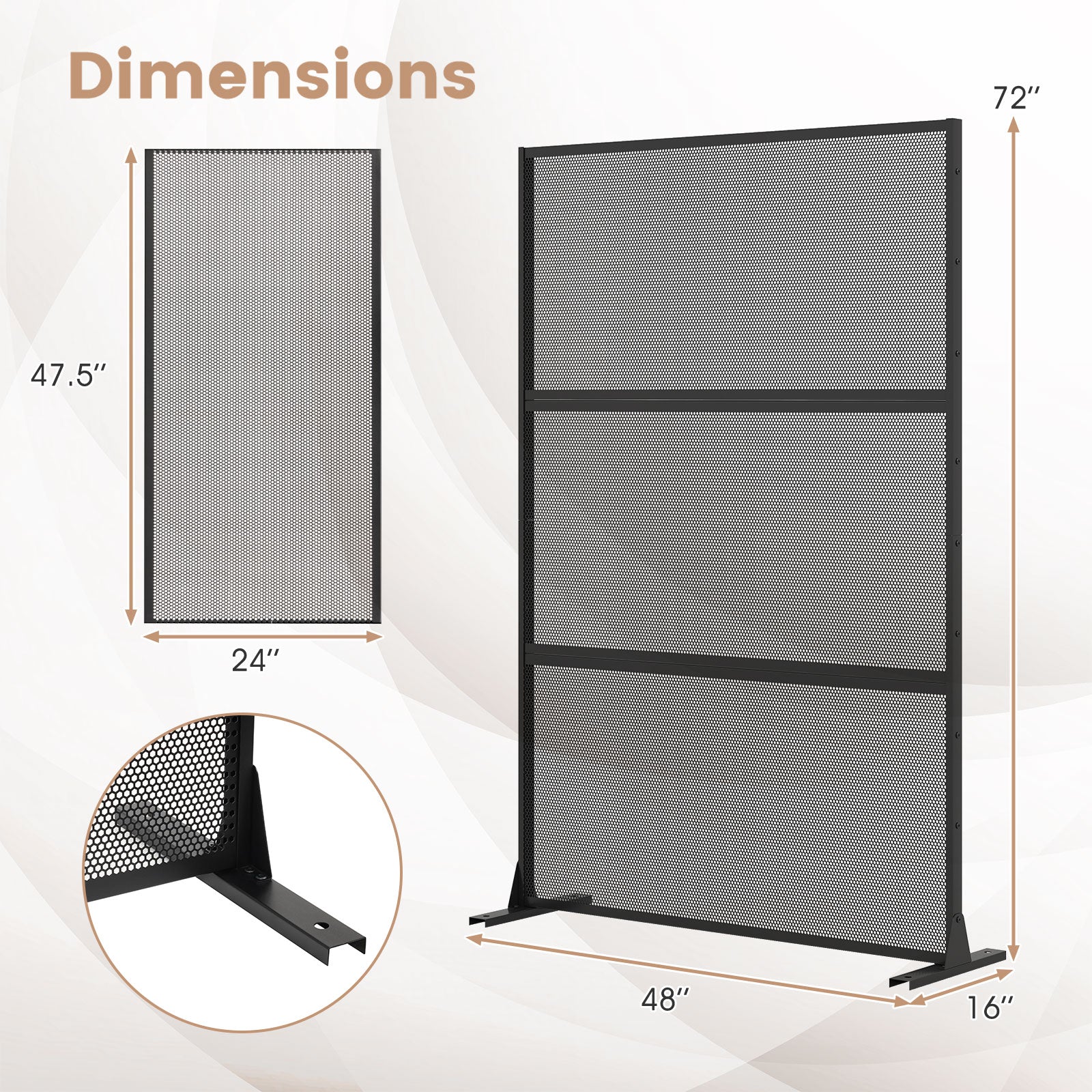 Metal Privacy Screen, Black Room Dividers at Gallery Canada