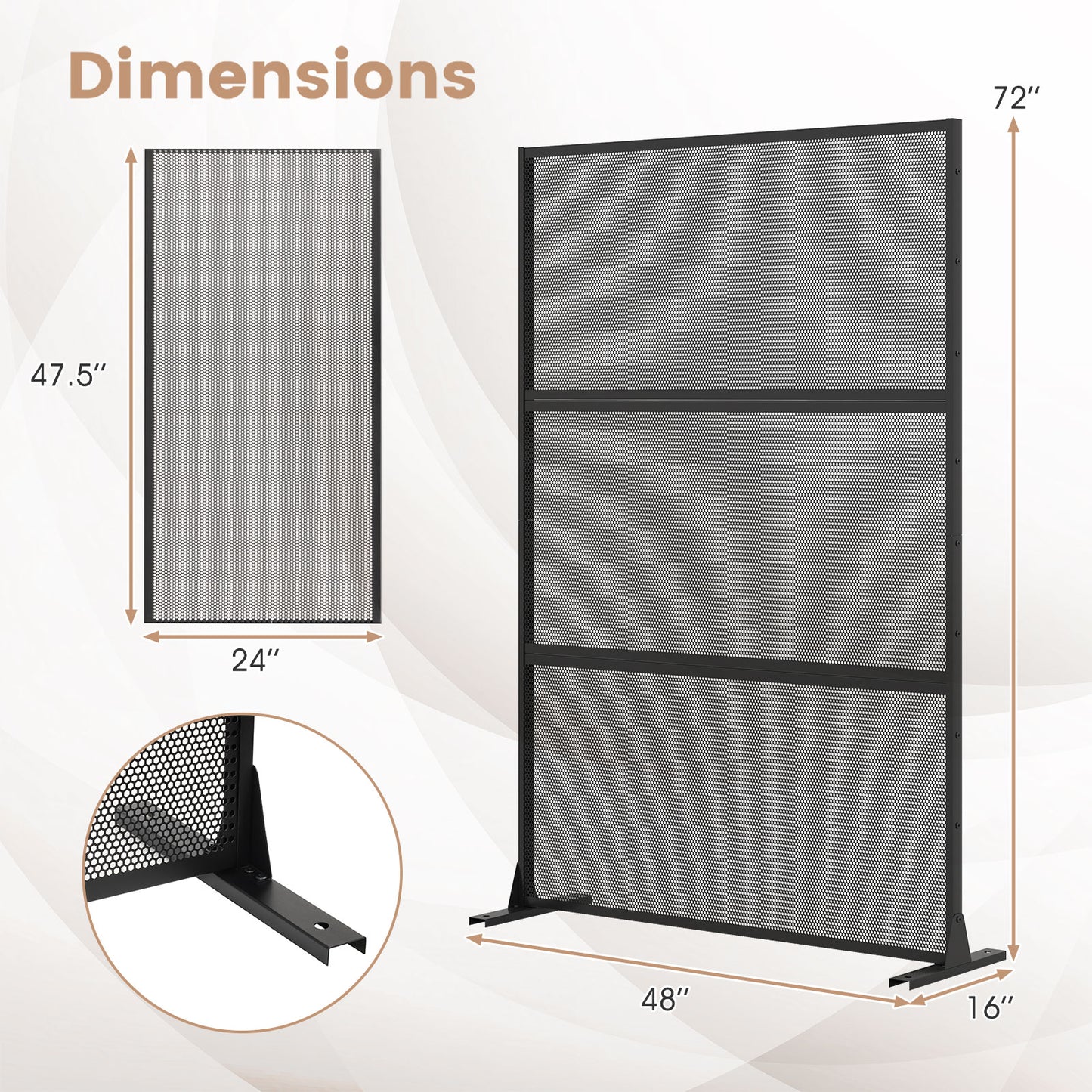 Metal Privacy Screen, Black Room Dividers at Gallery Canada