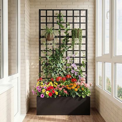 Metal Raised Garden Bed With Trellis, Drainage Holes, Black Raised Garden Beds at Gallery Canada
