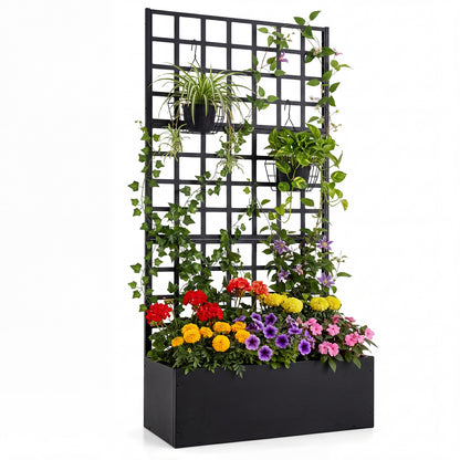Metal Raised Garden Bed With Trellis, Drainage Holes, Black Raised Garden Beds Black at Gallery Canada