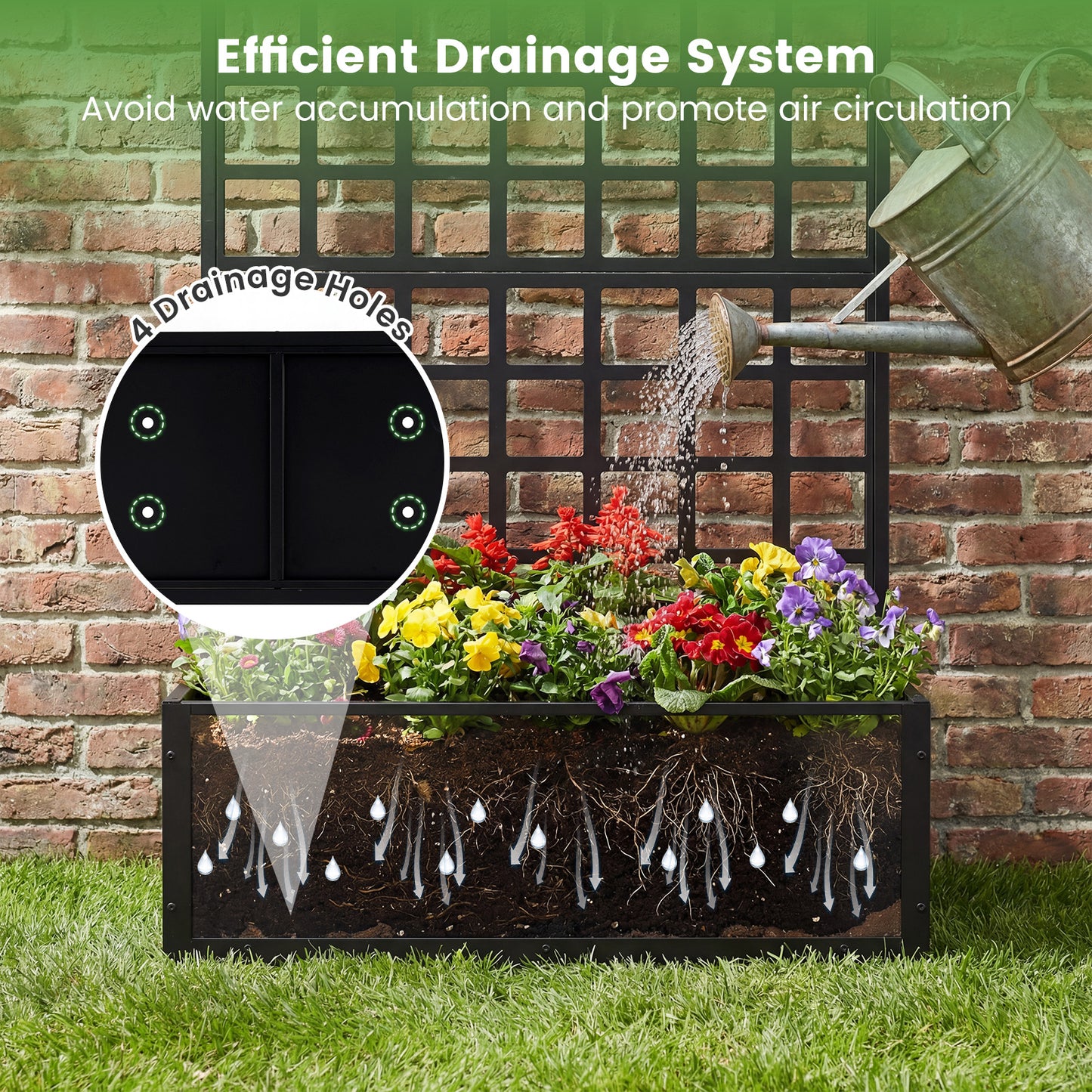 Metal Raised Garden Bed With Trellis, Drainage Holes, Black Raised Garden Beds at Gallery Canada
