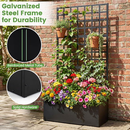Metal Raised Garden Bed With Trellis, Drainage Holes, Black Raised Garden Beds at Gallery Canada