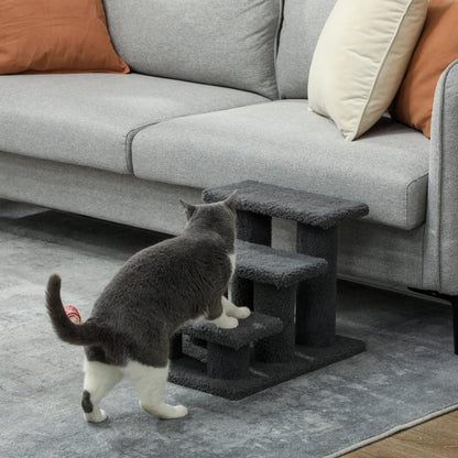3 Tier Pet Stairs, Dog Cat Step, Scratch Post Furniture, Dark Grey Cat Trees at Gallery Canada