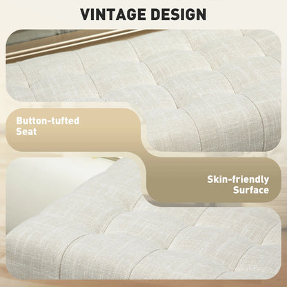 Linen Storage Ottoman, Button Tufted Bench for Bedroom, Beige Storage Ottomans & Benches at Gallery Canada