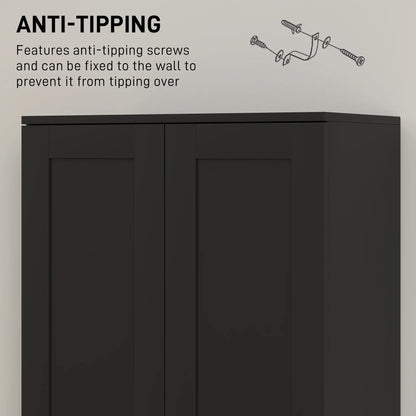 69" Tall Pantry Cabinet, Adjustable Shelves, Soft Close Doors, Black Kitchen Pantry Cabinets at Gallery Canada