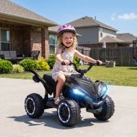 VTT pour enfants 12V, doubles moteurs, suspension arrière, 2,2 MPH, roues lumineuses, noir
