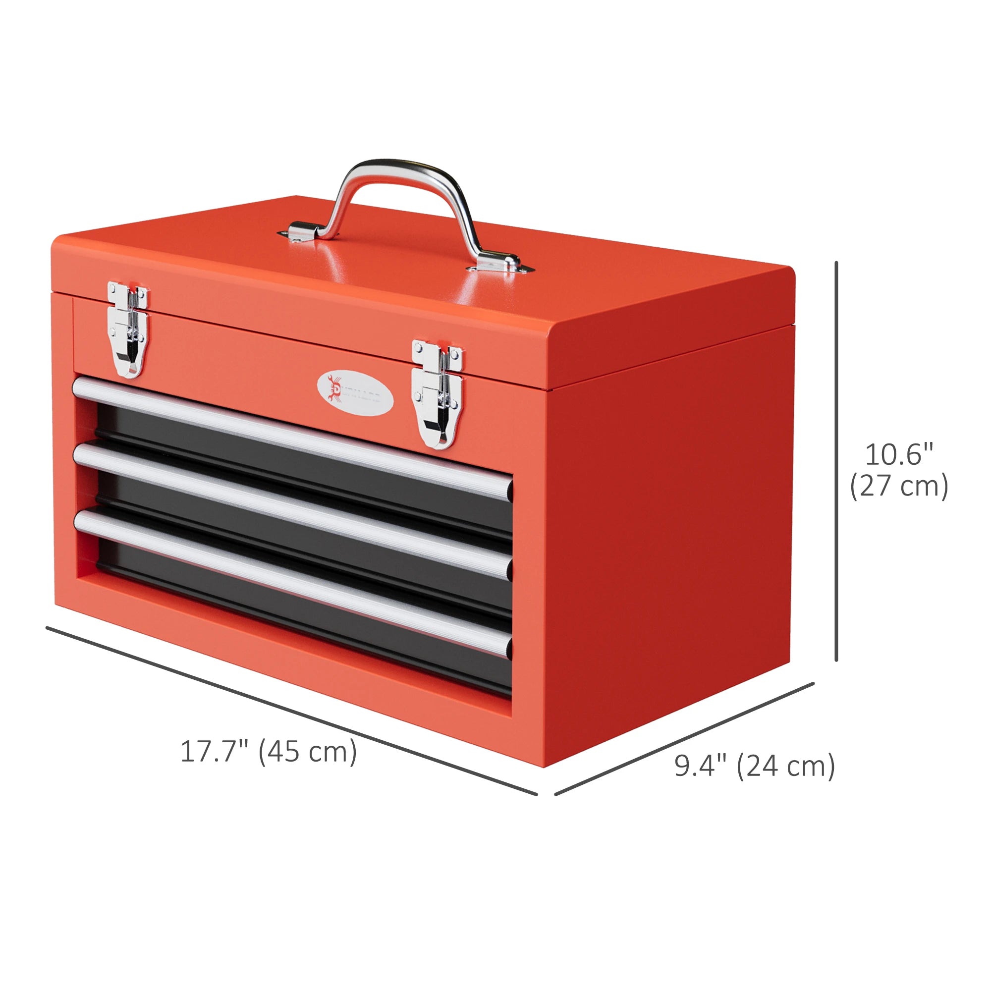 3 Drawer Tool Chest, Metal Latch Closure, Portable Tool Box, Red Tool Organizers at Gallery Canada