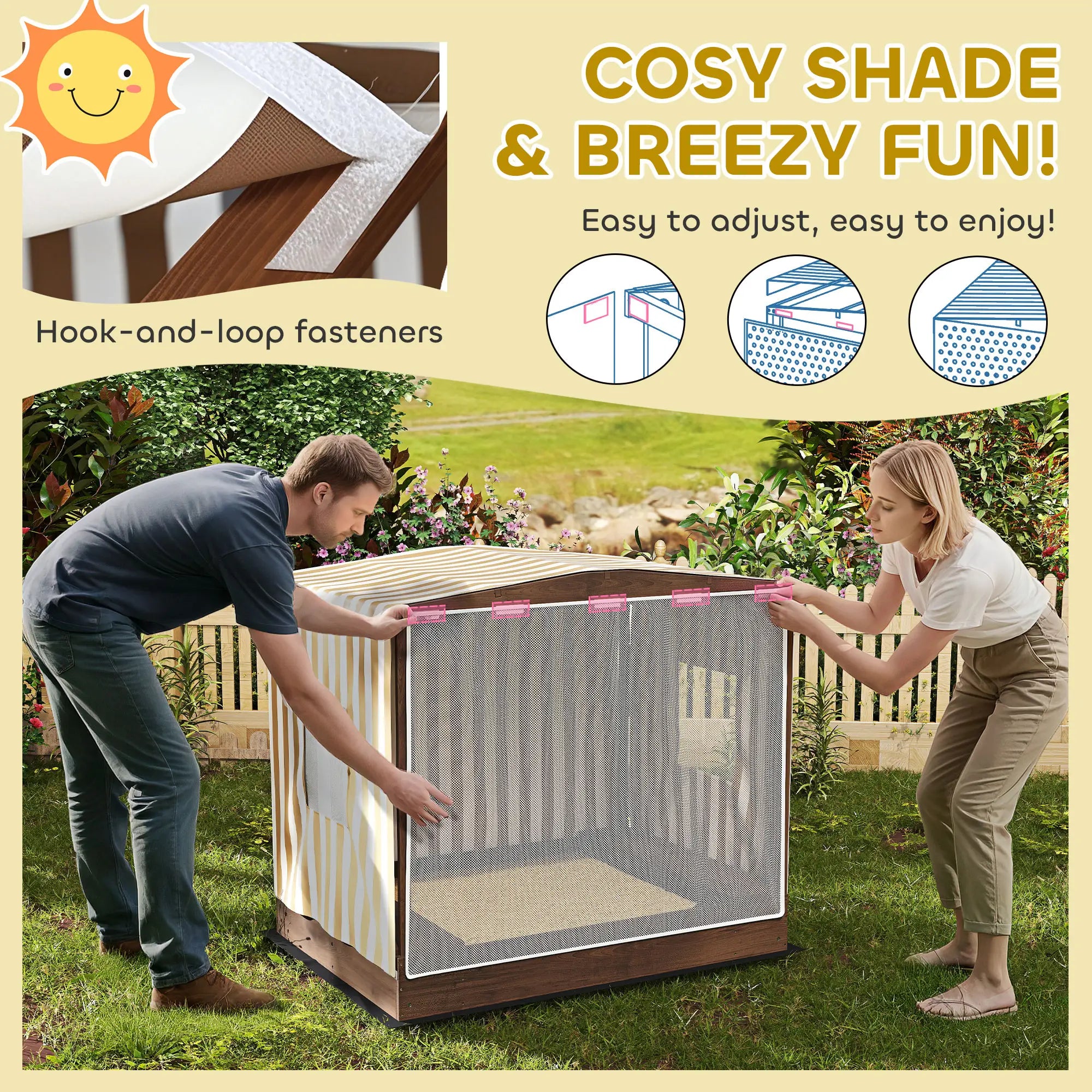 Kids Sandbox with Canopy, Bench Seats, 56