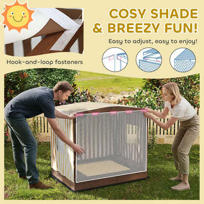 Kids Sandbox with Canopy, Bench Seats, 56" x 40" x 52", Brown Sandboxes & Accessories at Gallery Canada