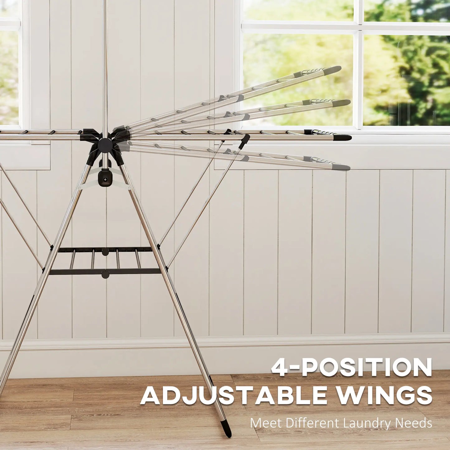 Foldable Stainless Steel Clothes Drying Rack, Adjustable Gullwings, Silver Bath Accessories at Gallery Canada