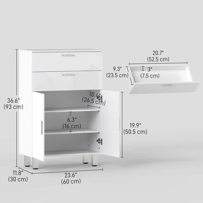 Bathroom Floor Cabinet, 2 High Gloss Drawers, White, White Freestanding Bathroom Cabinets at Gallery Canada