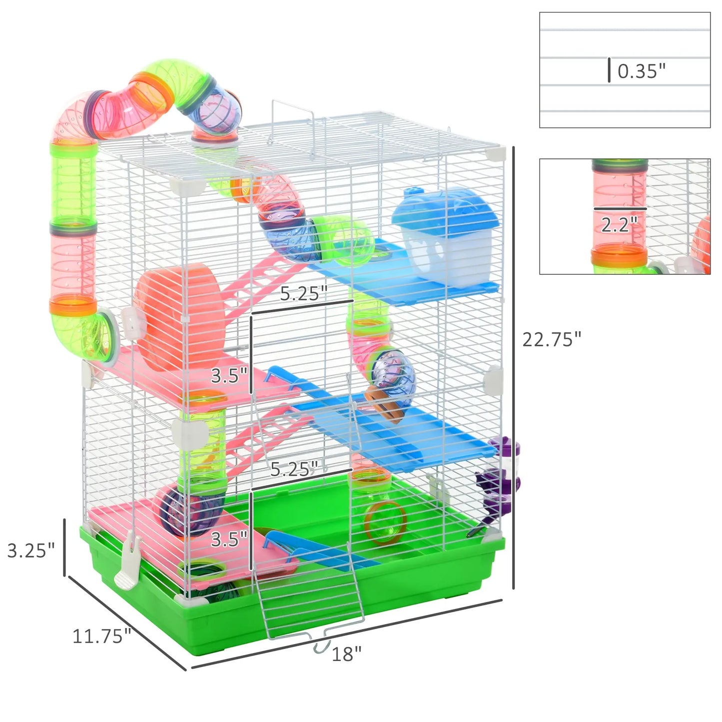 5-Tier Hamster Cage, Exercise Wheels, Play Tube, Green Hamster Cages at Gallery Canada