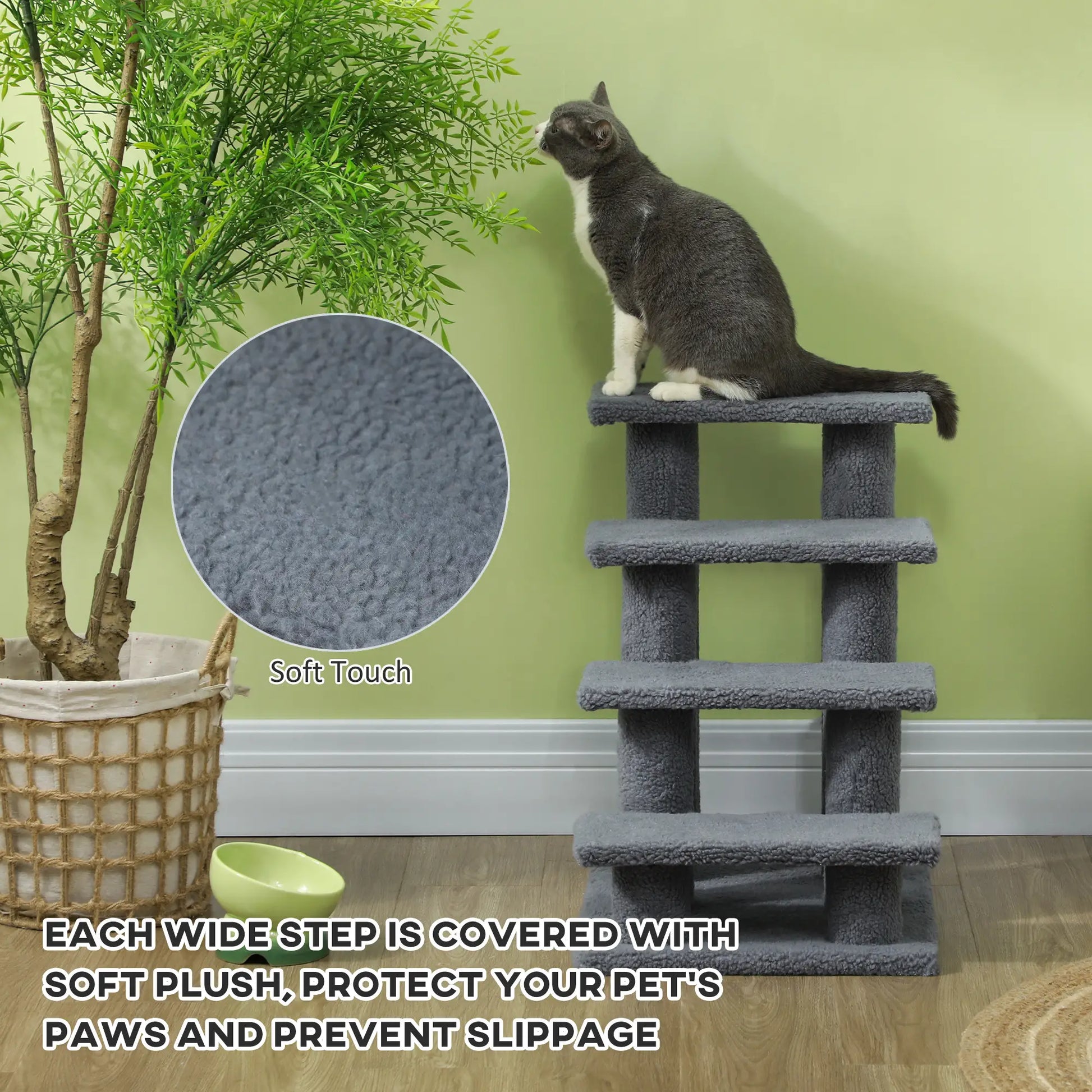 4-Step Carpeted Cat Scratching Post, Pet Stairs, Grey Cat Stairs at Gallery Canada