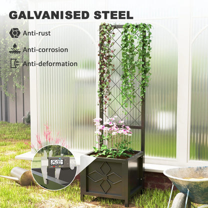 Galvanized Raised Garden Bed, Metal Planter Box with Trellis, Drainage Holes Raised Garden Beds at Gallery Canada