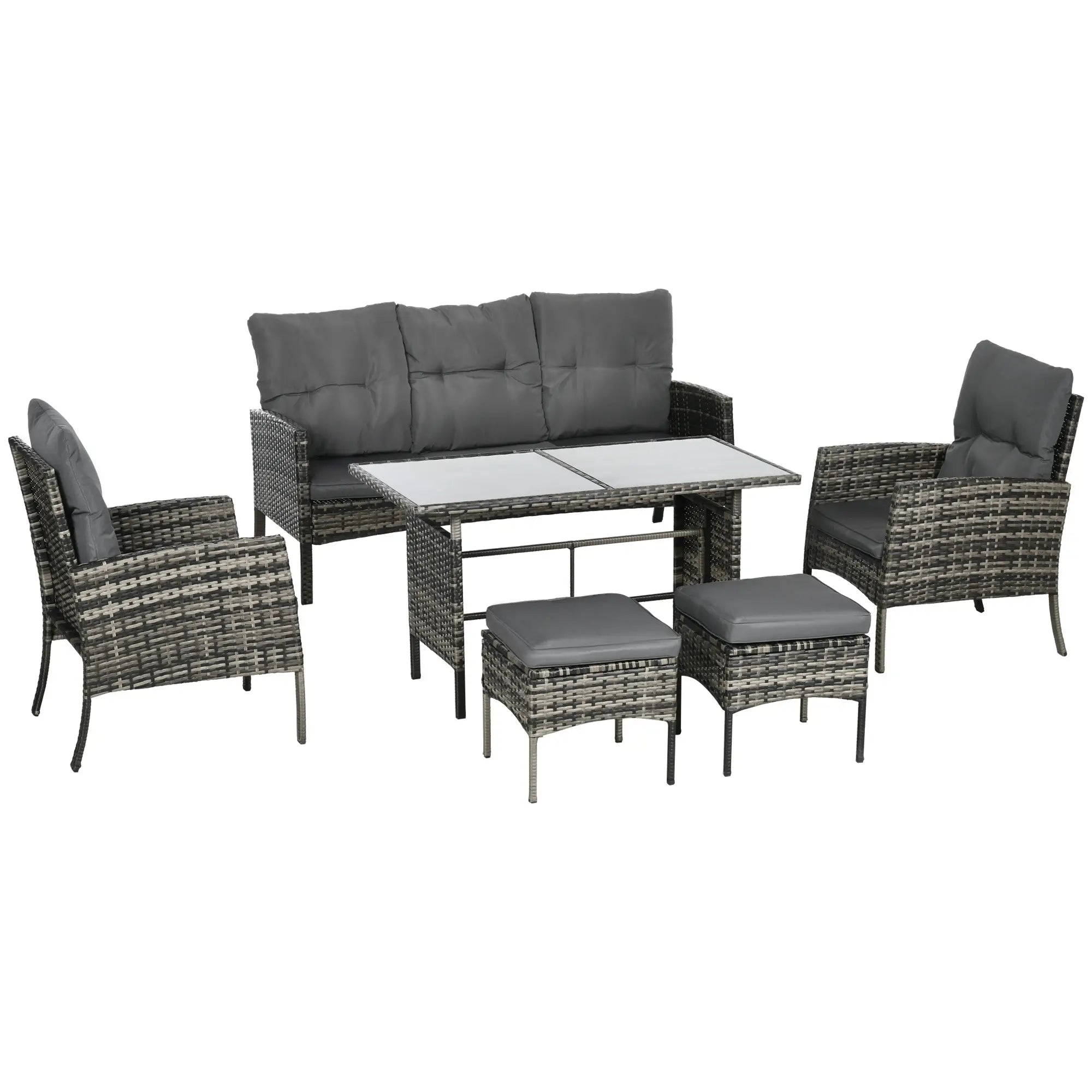 6 Piece Patio Furniture Set, Wicker Rattan Outdoor, Grey Patio Furniture Sets at Gallery Canada