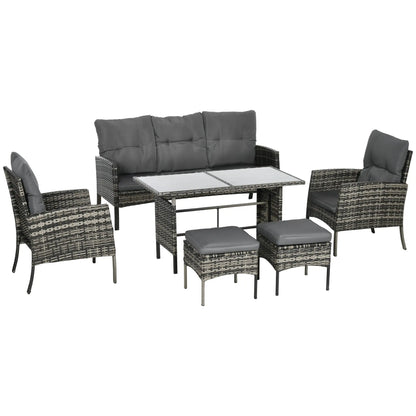 6 Piece Patio Furniture Set, Wicker Rattan Outdoor, Grey Patio Furniture Sets at Gallery Canada