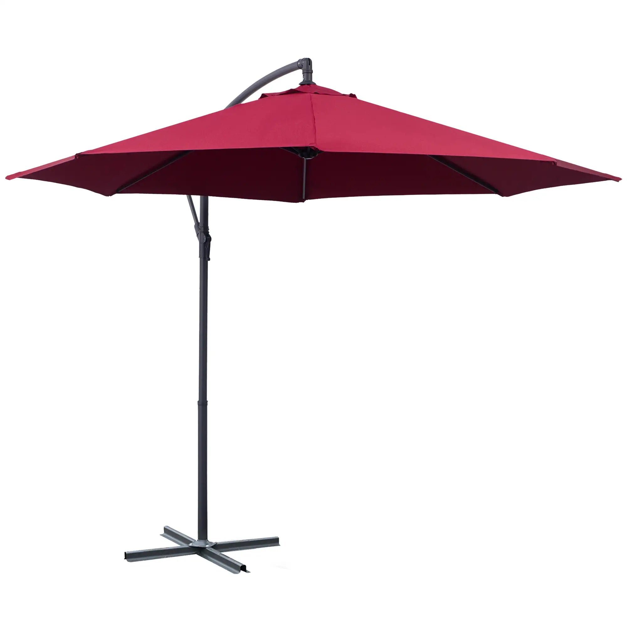 10' Deluxe Patio Umbrella, Banana Hanging Offset Sunshade, Wine Red Cantilever Umbrellas at Gallery Canada