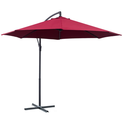 10' Deluxe Patio Umbrella, Banana Hanging Offset Sunshade, Wine Red Cantilever Umbrellas at Gallery Canada