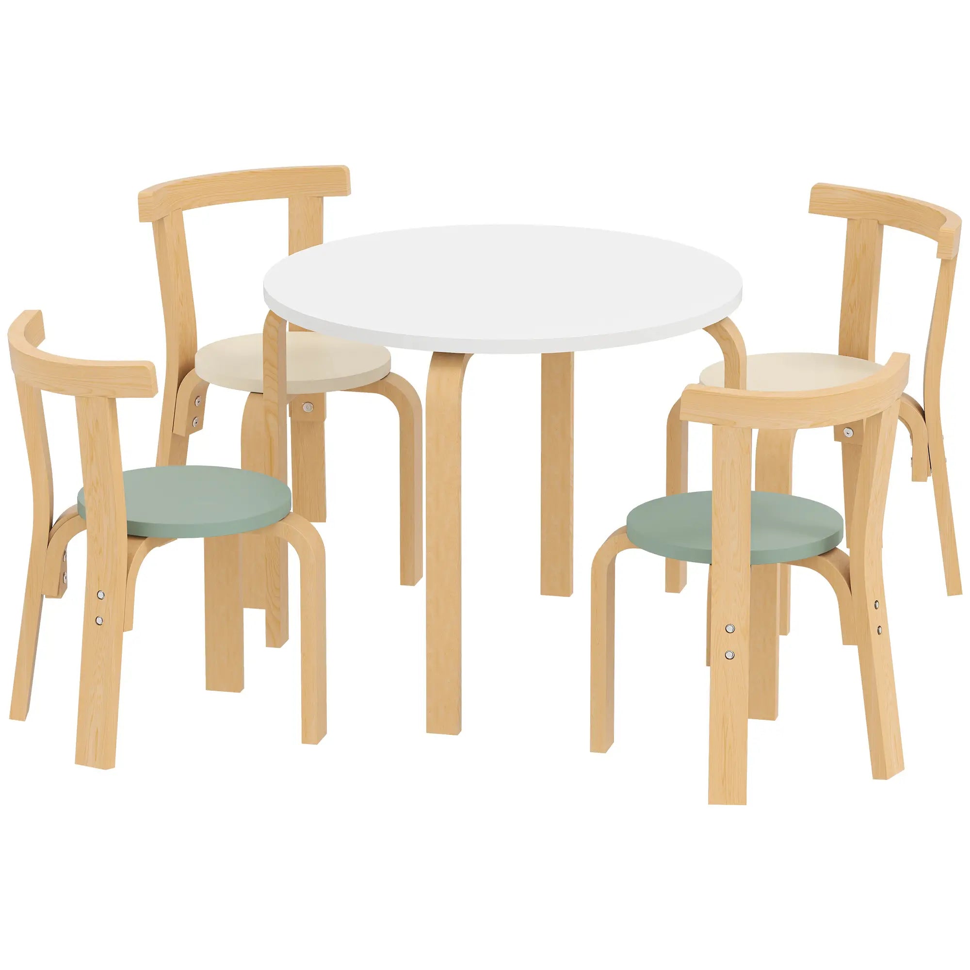 Wooden Kids Table and Chairs Set, Toddler Set for 3-8 Years, Green Kids Table Sets White, Green, Cream White at Gallery Canada