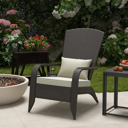 Wicker Adirondack Chair, Outdoor Rattan Chair with Cushions, Khaki Patio Chairs at Gallery Canada