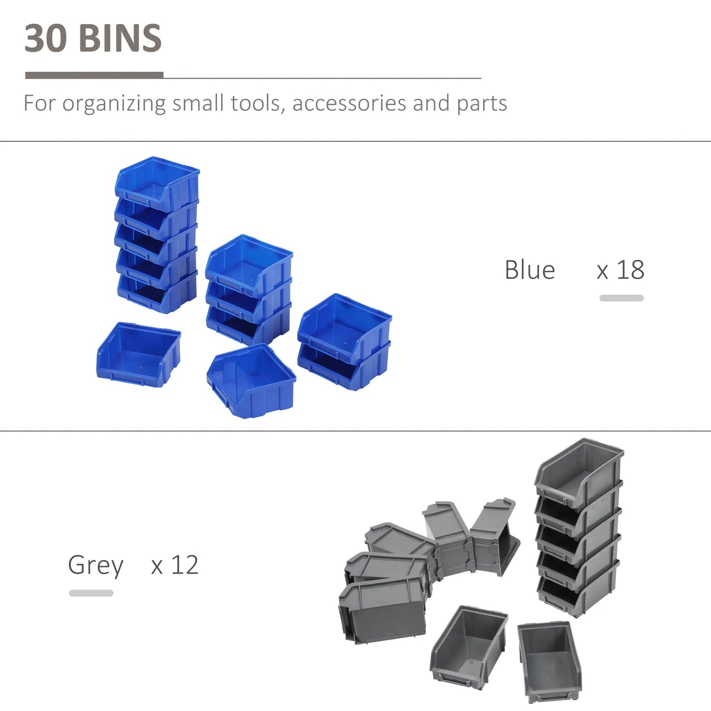 Wall Mounted Storage Bin Rack, 30 Bins, Pegboard, Garage Workshop, Blue Tool Organizers at Gallery Canada