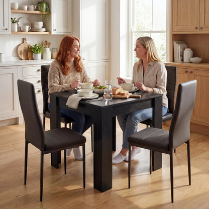 Square Dining Table Set For 2, PU Leather Upholstered Chairs, Black Dining Table Sets at Gallery Canada