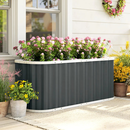 Galvanized Raised Garden Bed, Deep Rot Planter Box, 5' x 2' x 2', Dark Grey Galvanized Planter Boxes at Gallery Canada