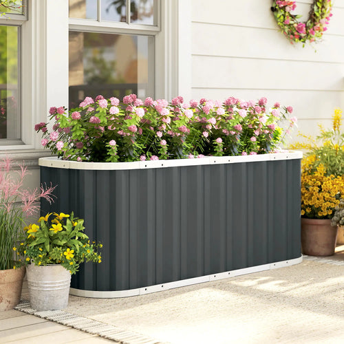 Galvanized Raised Garden Bed, Deep Rot Planter Box, 5' x 2' x 2', Dark Grey