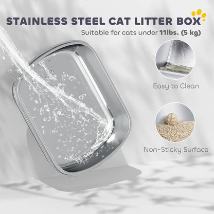Enclosed Stainless Steel Litter Box, Metal, with Scoop, Deodorizer Bag, Handle Cat Litter Box Enclosures at Gallery Canada