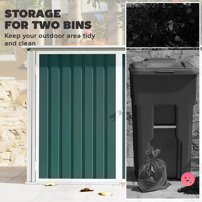 Outdoor Steel Wheelie Trash Can Storage Shed, Double Door Lid Rubbish Cover Sheds at Gallery Canada