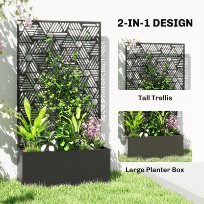 Metal Planter Box With Trellis, 44.5" Tall, Raised Garden Bed Galvanized Planter Boxes at Gallery Canada