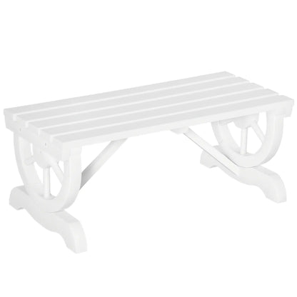 Banc de Jardin Extérieur en Roue de Bois Rustique, 2 Personnes, Blanc