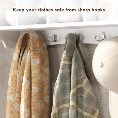 Wall Mount Coat Rack with Shelf, 28", 5 Hooks, 4 Compartments, White Clothing Storage at Gallery Canada