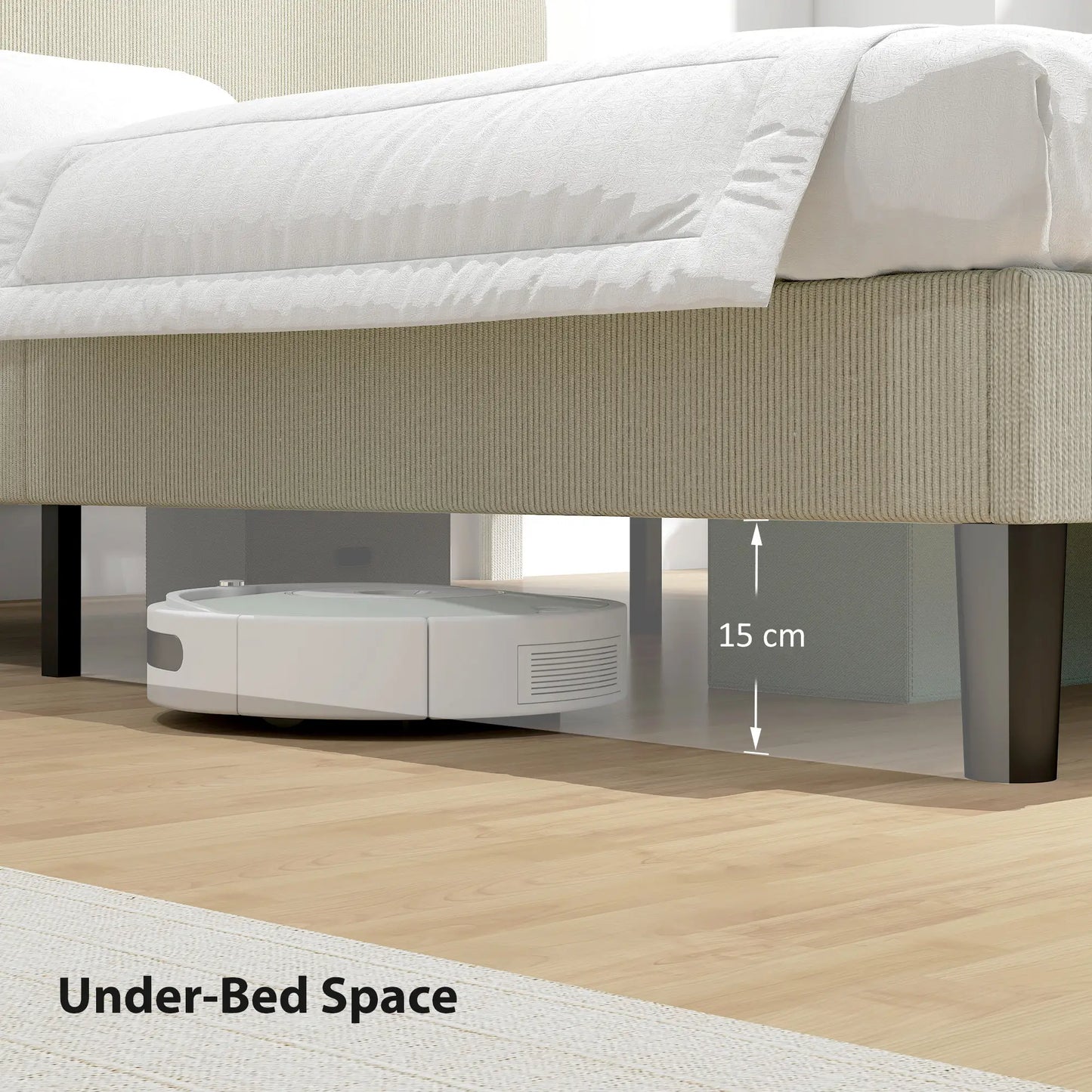 Queen Size Bed Frame, Adjustable Upholstered Headboard, Wood Slat Support, Light Grey Bed Frames at Gallery Canada