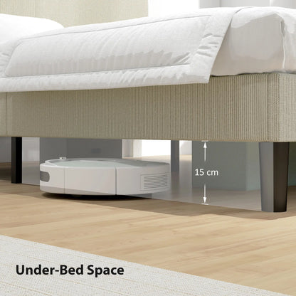 Queen Size Bed Frame, Adjustable Upholstered Headboard, Wood Slat Support, Light Grey Bed Frames at Gallery Canada