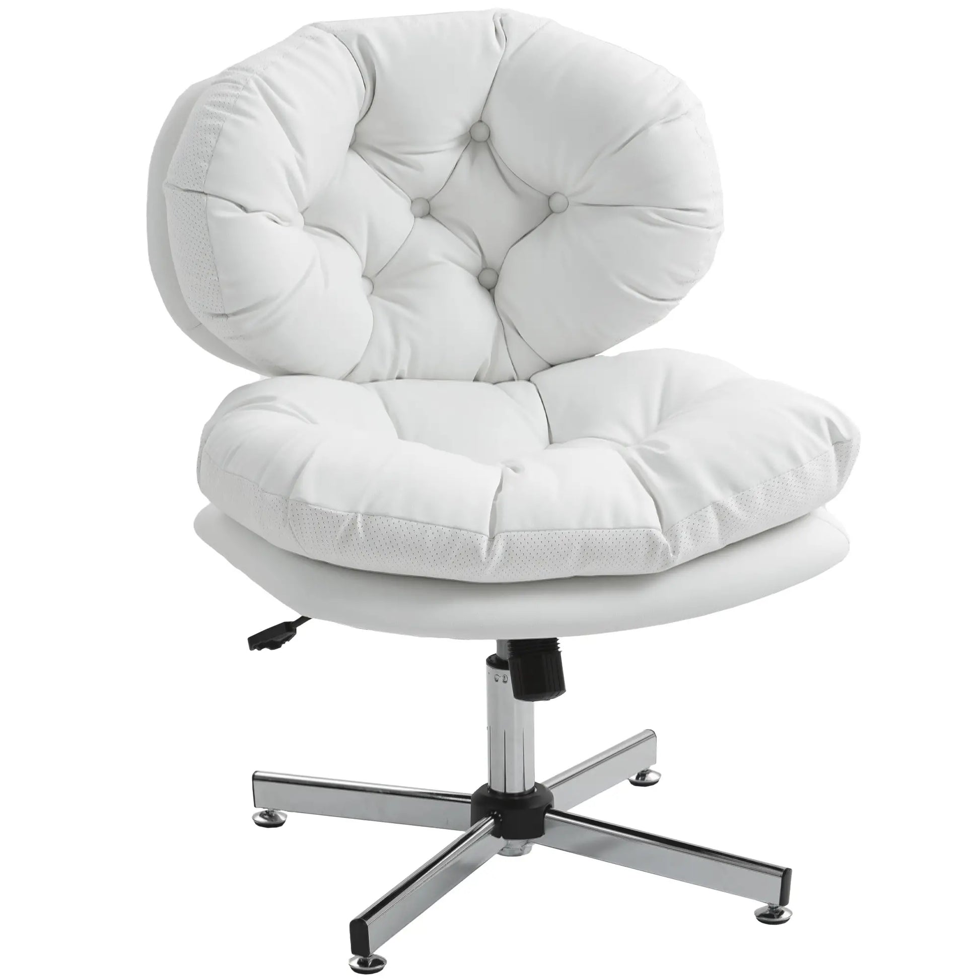 Armless Office Chair, Wide Padded Seat, Adjustable Height, White Task Chairs White at Gallery Canada