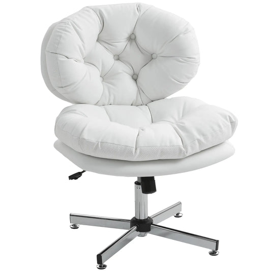 Armless Office Chair, Wide Padded Seat, Adjustable Height, White Task Chairs White at Gallery Canada