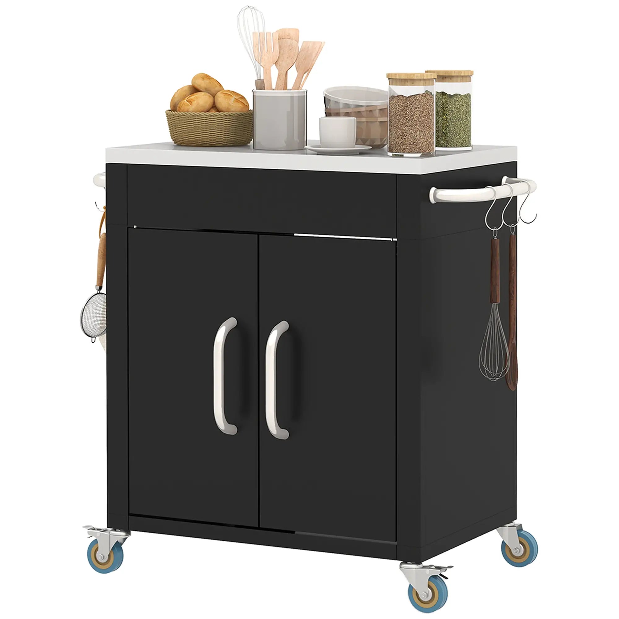 Outdoor BBQ Stand With Stainless Steel Top, Pizza Oven Table, Black Outdoor Grill Carts Black at Gallery Canada