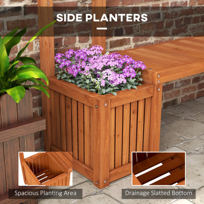 Wood Outdoor Bench with Trellis, 2 Planter Boxes, Privacy Panel, Brown Patio Chairs at Gallery Canada