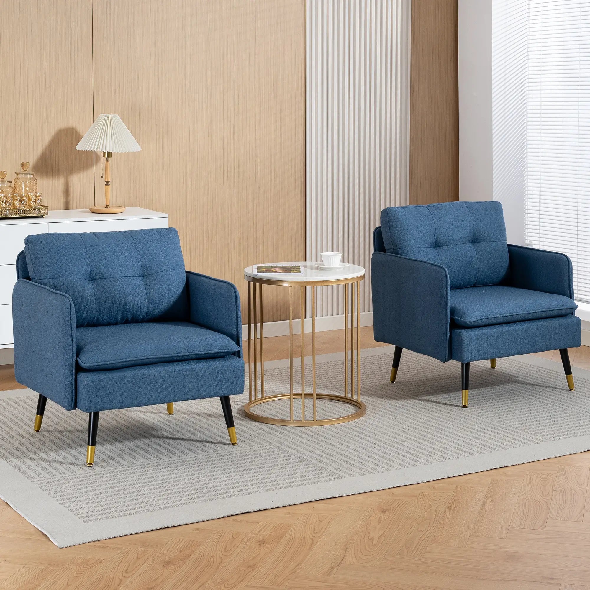 Accent Chairs Set of 2, Upholstered Armchairs with Tufted Back Cushion Accent Chairs at Gallery Canada