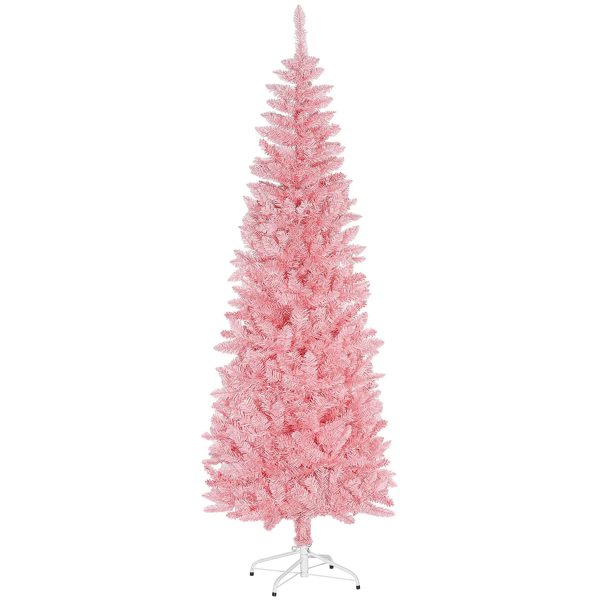 7ft Pencil Artificial Christmas Tree, 687 Branch Tips, Steel Base, Pink Pencil Christmas Trees Pink at Gallery Canada