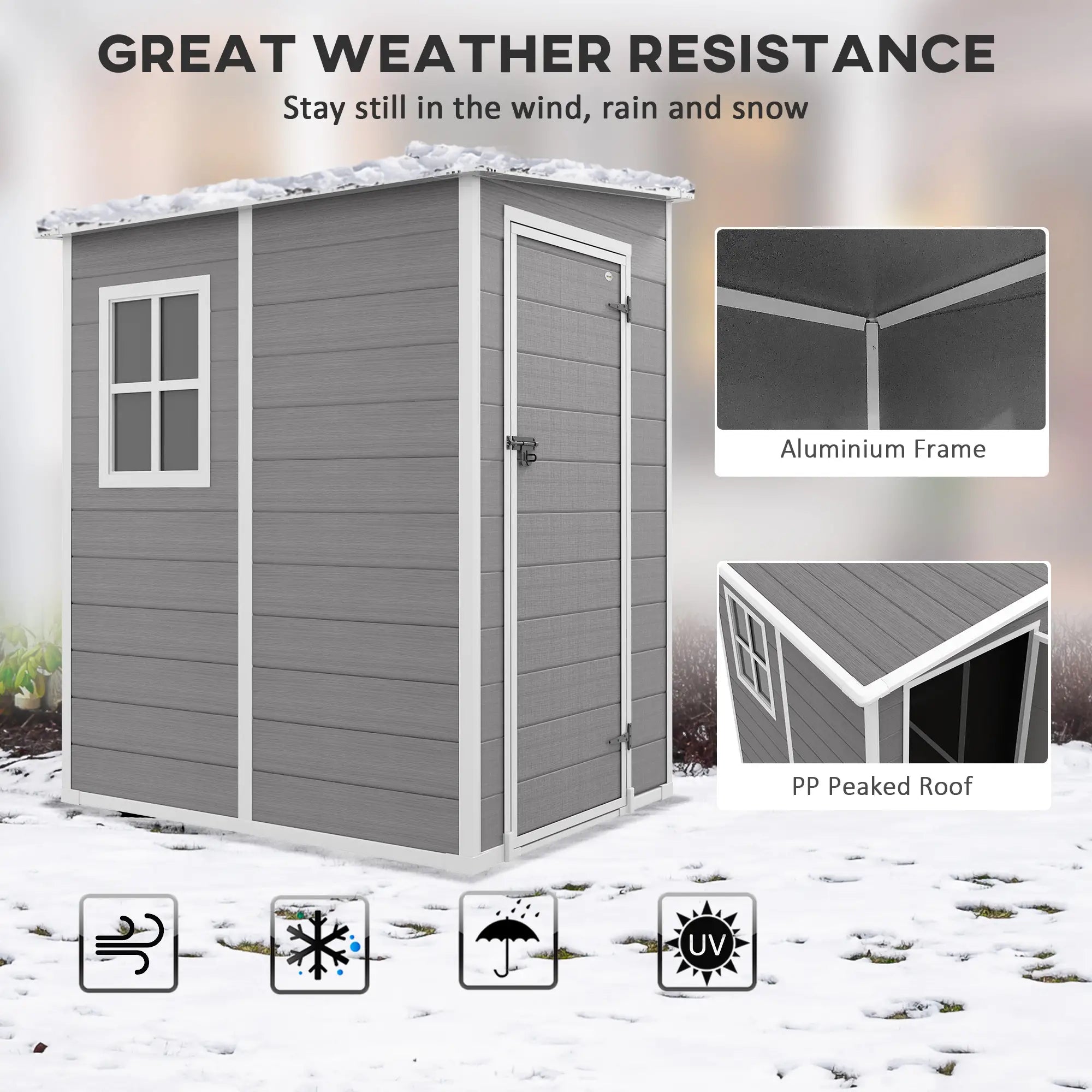 4'x5' Garden Tool Storage Shed, Lean to, Window, Vent, Plastic Roof, Grey Sheds at Gallery Canada