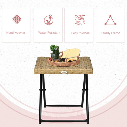 Outdoor PE Rattan Coffee Table, 15.75"x15.75"x15.75", Nature Wood Patio Side Tables at Gallery Canada