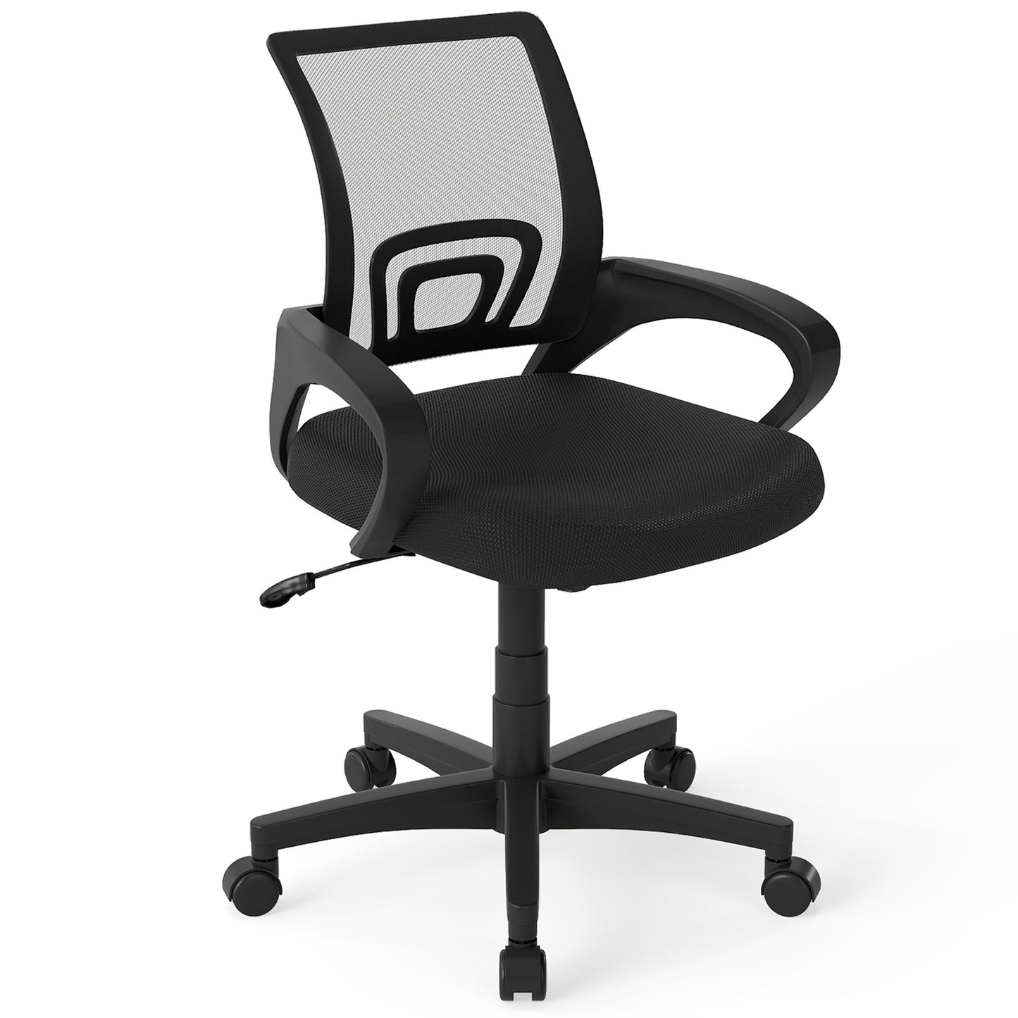 Mid-Back Mesh Office Chair Ergonomic Computer Chair with Lumbar Support, Black Mesh Chairs Black at Gallery Canada