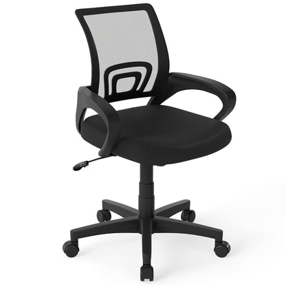 Mid-Back Mesh Office Chair Ergonomic Computer Chair with Lumbar Support, Black Mesh Chairs Black at Gallery Canada