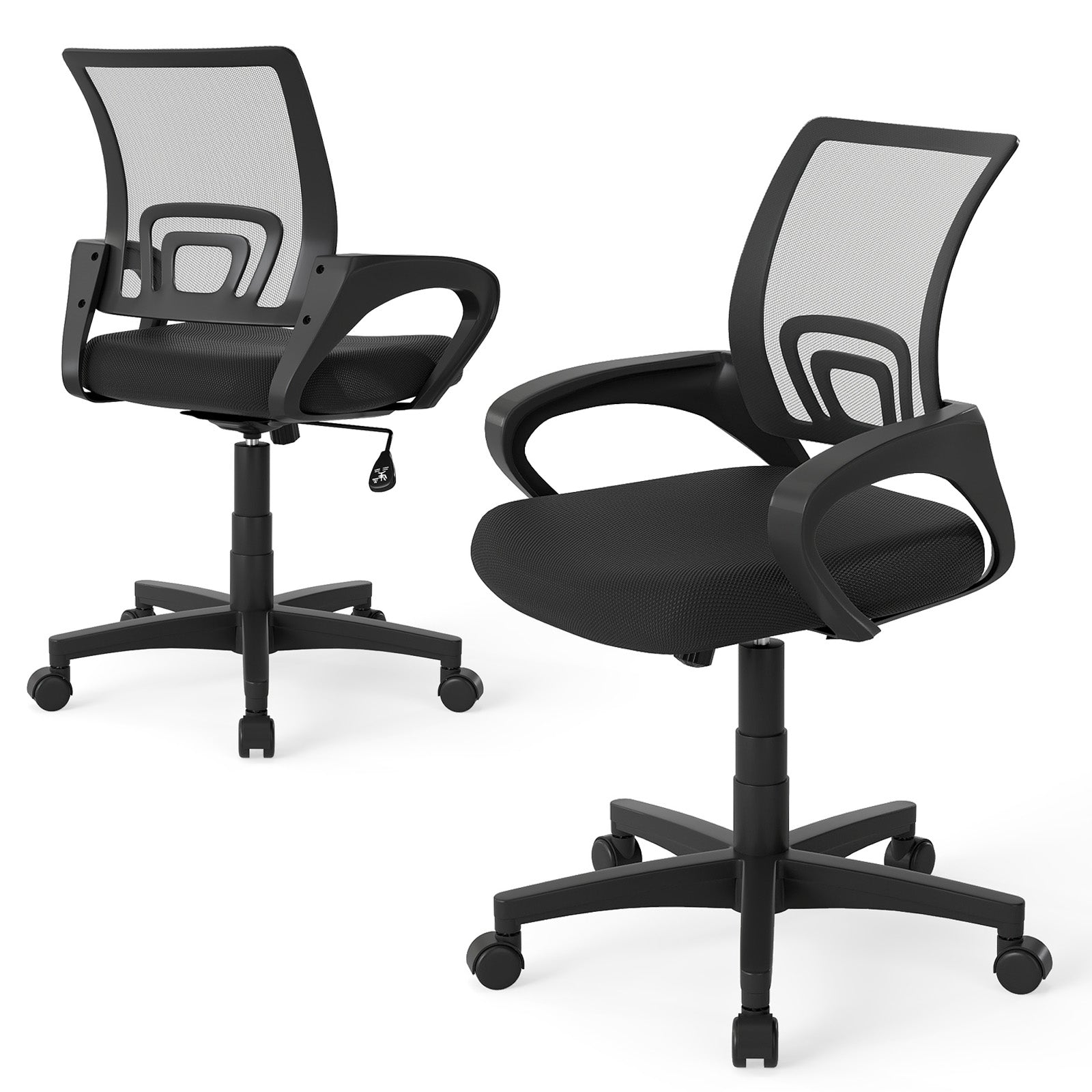Mid-Back Mesh Office Chair Ergonomic Computer Chair with Lumbar Support, Black Mesh Chairs at Gallery Canada