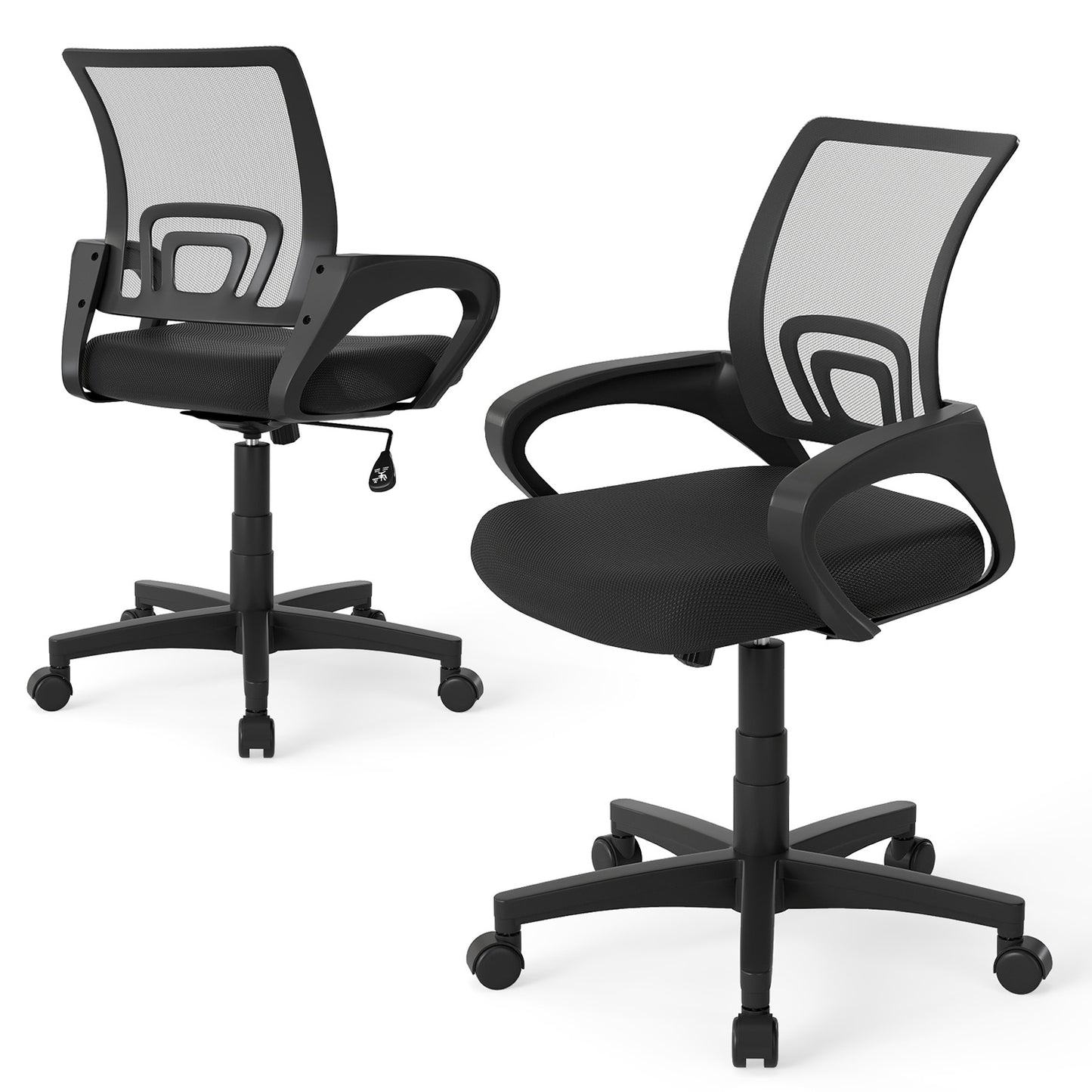 Mid-Back Mesh Office Chair Ergonomic Computer Chair with Lumbar Support, Black Mesh Chairs at Gallery Canada