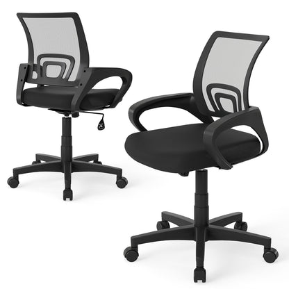 Mid-Back Mesh Office Chair Ergonomic Computer Chair with Lumbar Support, Black Mesh Chairs at Gallery Canada