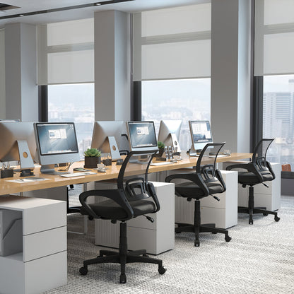 Mid-Back Mesh Office Chair Ergonomic Computer Chair with Lumbar Support, Black Mesh Chairs at Gallery Canada