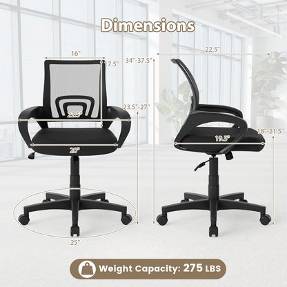 Mid-Back Mesh Office Chair Ergonomic Computer Chair with Lumbar Support, Black Mesh Chairs at Gallery Canada